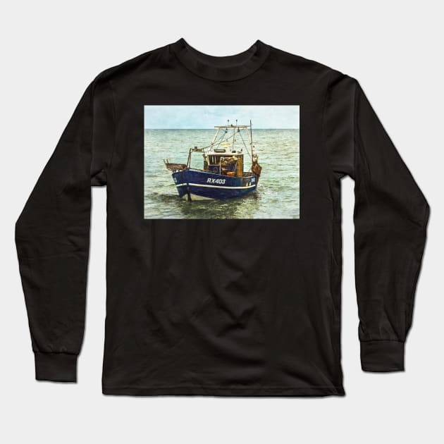 Fishing Boat Leaving the Beach Long Sleeve T-Shirt by IanWL